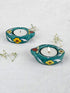 Blue Pottery T-Light Holder Set Of 2 Pcs.